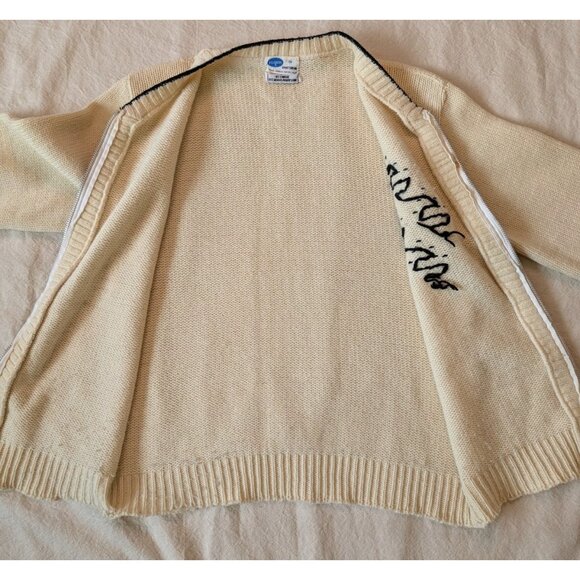 Pilgrim Spotswear Vintage 60s Men's Cream knit Wool Cowichan Style Zip Sweater S - Picture 6 of 15